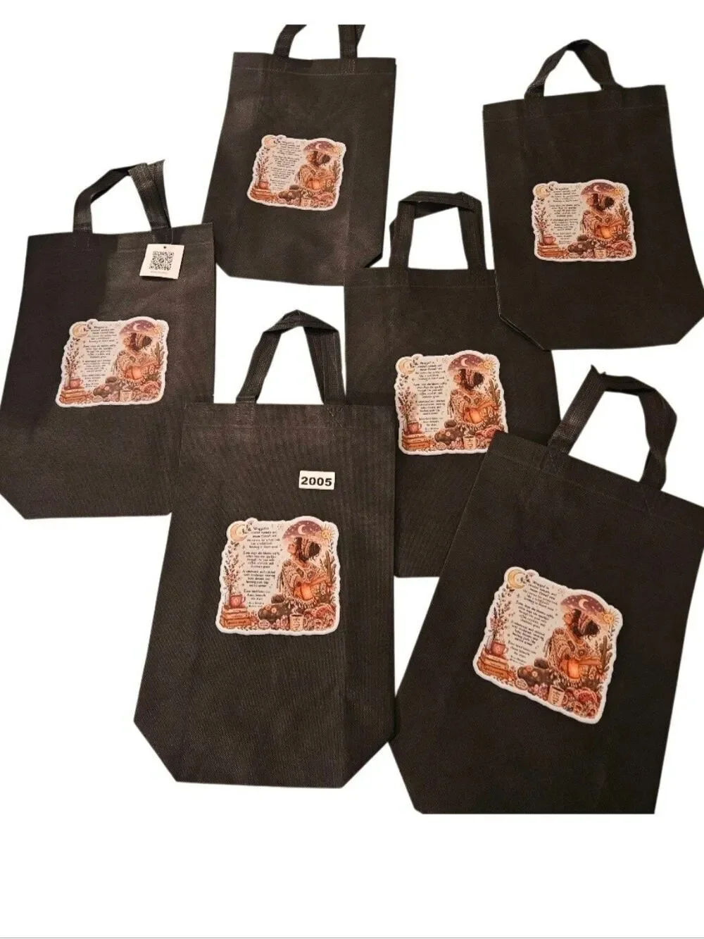 Handmade Boho Poetry Reusable Tote Bag And Sticker Set Chronic Illness Gift NWPP